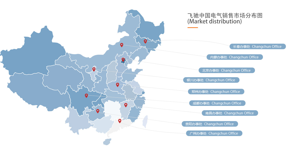 沈陽(yáng)飛馳電氣設(shè)備有限公司中國(guó)電氣銷售市場(chǎng)分布圖